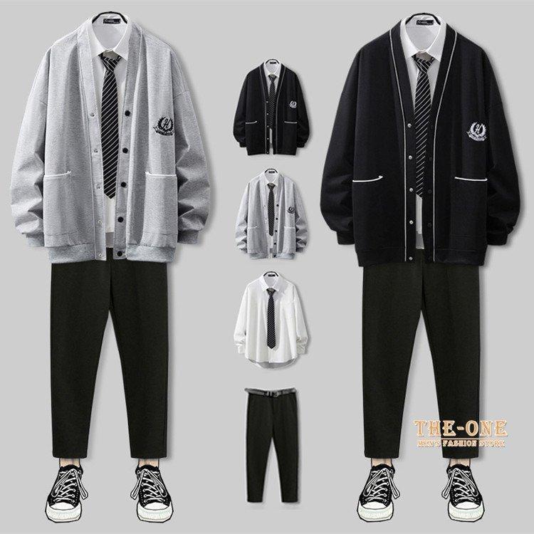 DK制服 メンズ スクール カーディガン 長袖シャツ スラックス 単品 セット セーター 通学 Vネック 前開き 男子 中学生 高校生■素材：ポリエステル■中国製※商品の個体差、製法、素材等により、表