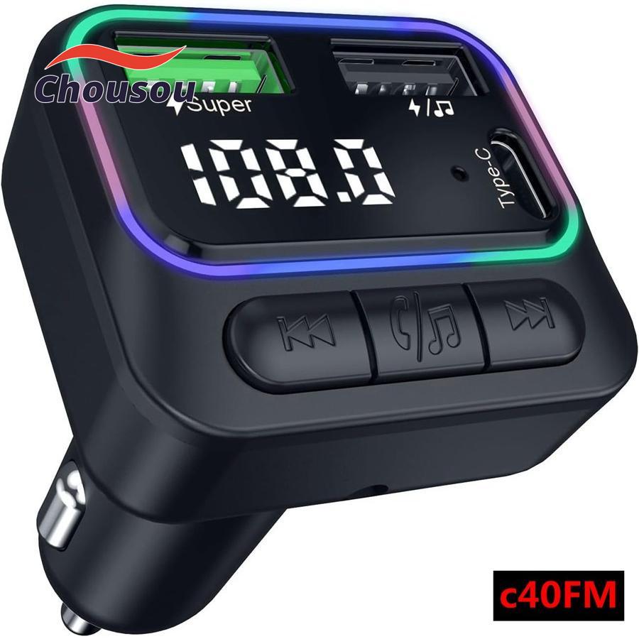 FMトランスミッター 車載充電器 革新版 Bluetooth5.0 2USBポート 同時充電 LEDディスプレイ ハンズフリー通話 USBメモリ ブルートゥース 音楽再生 12-24V車に適応 取り付